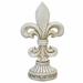 Fleur De Lis Living Dermott Polyresin Distressed Fleur De Lis Standing Sculpture Resin in White/Blue | 12 H x 5.5 W x 3.5 D in | Wayfair