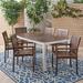 Highland Dunes Mailiah 7 Piece Outdoor Dining Set Wood in Brown/White | 29.5 H x 69 W x 35 D in | Wayfair C81FA9A2D6F54DBBB052FFA7C6FDEDA4