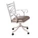 Red Barrel Studio® Howie Metal Cross Back Arm Chair in Nickel Upholstered/Metal/Fabric in Gray/Brown | 35.5 H x 20 W x 17.5 D in | Wayfair