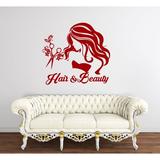 Harriet Bee Hair & Beauty Salon Art Personalized Wall Decal Plastic in Red/Indigo | 22 H x 24 W x 0.1 D in | Wayfair