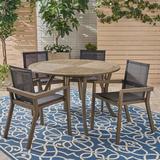 Union Rustic Euro 5 Piece Outdoor Dining Set Wood in Brown/Gray/White | 30 H x 47.25 W x 47.25 D in | Wayfair 8CAF930FF9FC40D69B5B25A8CB2E8DB5