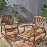 Rosecliff Heights Outdoor Sabrina Rocking Solid Wood Chair in Brown | 38.5 H x 24.75 W x 52 D in | Wayfair 1C90CDFD28BC44E58A61FB5A8A139EE5