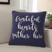 Winston Porter Nesmith Grateful Hearts Gather Here Pillow Polyester in Blue/Navy | 18 H x 18 W x 1.5 D in | Wayfair