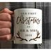 The Holiday Aisle® Bowie Personalized Our First Christmas as Mr. & Mrs. 2018 Coffee Mug Ceramic in Brown/White | 4 H in | Wayfair