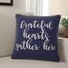 Winston Porter Nesmith Grateful Hearts Gather Here Pillow Polyester/Polyfill in Blue/Navy | 18 H x 18 W x 1.5 D in | Wayfair