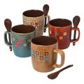 Winston Porter Wedgeworth 8 Piece Coffee Mug Set Ceramic/Earthenware & Stoneware in Blue/Brown/Red | 4.1 H x 3.5 W in | Wayfair