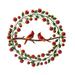 Wind & Weather Cardinals & Berries 22.8" Metal Wreath in Green/Red | 22.75 H x 22.75 W x 1.75 D in | Wayfair WL5299