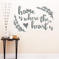 Wallums Wall Decor Where the Heart Is Quote Wall Decal Vinyl, Glass in Gray | 24 H x 36 W in | Wayfair quotes-home-heart-36x24_gray