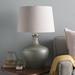 Everly Quinn Kossowski Updated Traditional 27.5" Table Lamp Linen/Metal in Green/White/Yellow | 27.5 H x 16.5 W x 16.5 D in | Wayfair