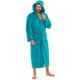 aqua-textil Malibu Bathrobe Hooded Plain Long Patched Pockets Women Men Unisex Microfibre Coral-Fleece S Turquoise