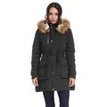 Vieliring Women's Snow Parka Coat Jacket Winter Long Outwear Big Fur Collar Hooded Plus Size (L, Black)