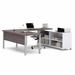 Pro-Linea U-Desk in White & Bark Gray - Bestar 120881-47