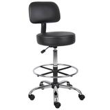 Boss Office Products B16245-BK Caressoft Medical/Drafting Stool w/ Back Cushion