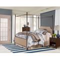 Hillsdale Furniture McArthur King Metal and Upholstered Canopy Bed, Bronze with Linen Stone Fabric - 1826BKPR