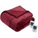 Beautyrest Heated Microlight to Berber King Blanket in Red - Olliix BR54-0392