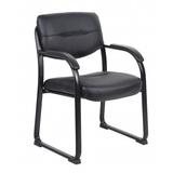 Boss Office Products B9519 Leather Sled Base Side Chair w/ Arms