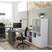 i3 Plus L-Desk w/ Frosted Glass Door Hutch in Bark Gray & White - Bestar 160851-4717