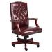 Boss Office Products B905-BY Classic Executive Oxblood Vinyl Chair With Mahogany Finish