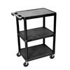 3 Shelf Black Cart - Luxor STC222-B