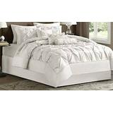 Madison Park Laurel King 7 Piece Comforter Set in White - Olliix MP10-739