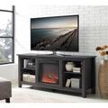 "58"" Charcoal Wood Fireplace TV Stand - Walker Edison W58FP18CL"