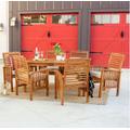 Outdoor Classic Traditional Modern Contemporary Acacia Wood Simple Patio 7-Piece Dining Set in Brown - Walker Edison OW7SDTBR