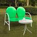 Griffith 2Pc Outdoor Metal Conversation Set Kelly Green Gloss/White Satin - Loveseat & Side Table - Crosley KO10006GR