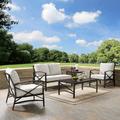 Kaplan 5Pc Outdoor Metal Conversation Set Oatmeal/Oil Rubbed Bronze - Loveseat, Coffee Table, Side Table, & 2 Armchairs - Crosley KO60015BZ-OL