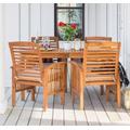 Outdoor Classic Traditional Modern Contemporary Acacia Wood Simple Patio 5-Piece Dining Set in Brown - Walker Edison OW5SDTBR