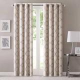 "Madison Park Saratoga 84"" Panel Fretwork Print Window Curtain in Beige - Olliix MP40-1281"