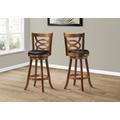 Bar Stool / Set Of 2 / Swivel / Bar Height / Wood / Pu Leather Look / Brown / Black / Transitional - Monarch Specialties I 1251