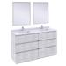Loon Peak® Loon Peak Heela 60" Free-Standing Double Sink Bathroom Vanity Set w/ Mirror (Faucet Not Included) Wood/Quartz Top in Gray | Wayfair