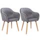 WOLTU Grey Kitchen Dining Chairs Set of 2 PCS Upholstered Counter Lounge Living Room Corner Chairs with Arms & Backrest Solid Nature Wood Legs Reception Chairs Velvet Tub Chairs Armchairs