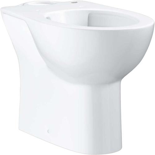 Stand-WC-Kombination Bau Keramik, Tiefspüler, Abgang waagerecht, spülrandlos, aus Sanitärkeramik,