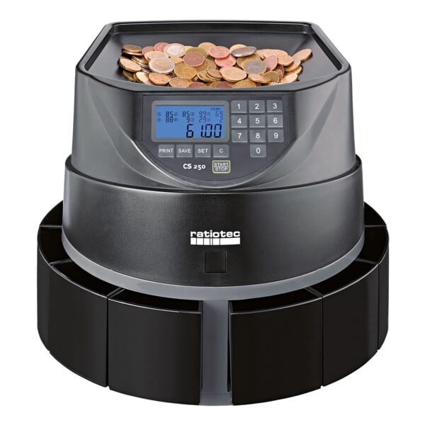 ratiotec Münzzähl- und Sortiermaschine »CS 250« schwarz, 30x24.5x29 cm