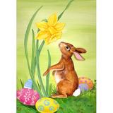 Toland Home Garden Bunny Daffodil 28 x 40 Inch House Flag, Polyester in Yellow | 40 H x 28 W in | Wayfair 109114