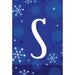 Toland Home Garden Winter Snowflakes Monogram 28 x 40 inch House Flag, Polyester in Blue | 40 H x 28 W in | Wayfair 1010186