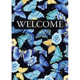 Toland Home Garden Blue Butterfly Welcome Polyester 18 x 12.5 inch Garden Flag in Black/Blue | 18 H x 12.5 W in | Wayfair 1112002