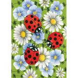 Toland Home Garden Flowers and Ladybugs 2-Sided Polyester 18 x 12.5 in. Garden Flag in Gray/Green | 18 H x 12.5 W in | Wayfair 111153