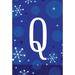 Toland Home Garden Winter Snowflakes Monogram 28 x 40 inch House Flag, Polyester in Blue | 40 H x 28 W in | Wayfair 1010184