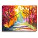 DiaNoche Designs 'The Road Less Traveled' by Jessilyn Park Painting Print on Wrapped Canvas in Blue/Green/Indigo | 18 H x 24 W x 1 D in | Wayfair