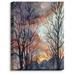 DiaNoche Designs 'Winter Watch' by Anne Gifford Painting Print on Wrapped Canvas Metal in Gray/Green/Orange | 40 H x 30 W x 1 D in | Wayfair