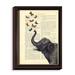 DiaNoche Designs 'Elephant Butterflies' Framed Painting Print on Wrapped Canvas in Black/Blue/Gray | 25.75 H x 19.75 W x 1 D in | Wayfair