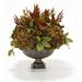 Distinctive Designs Hydrangeas, Dowood & Greenery in Metal Urn Polysilk | 21 H x 22 W x 21 D in | Wayfair 9869