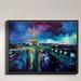 Red Barrel Studio® 'Parisian Night Eiffel Tower' Framed Painting Print on Canvas in Black/Blue/Indigo | 12.75 H x 15.75 W x 1 D in | Wayfair