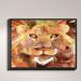 DiaNoche Designs 'Lion' Framed Graphic Art Print on Wrapped Canvas in Brown/White/Yellow | 13.75 H x 17.75 W x 1 D in | Wayfair