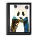 DiaNoche Designs 'Panda' Painting Print on Wrapped Framed Canvas in Black/Blue/Brown | 21.75 H x 17.75 W x 1 D in | Wayfair CANB-MarleyUngaroPanda3