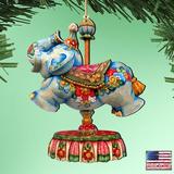 The Holiday Aisle® Carousel Elephant Shaped Wood Ornament Wood in Blue/Brown/Gray | 5 H x 5 W x 1 D in | Wayfair 8F9F6E89359F4E4A99BCA1B87F2DA606