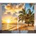 East Urban Home Scenery Tropic Sandy Beach w/ Horizon at Sunset & Coconut Palm Trees Summer Photo Graphic Print | 84 H in | Wayfair