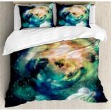 East Urban Home Space Spiral Andromeda Galaxy w/ Planets Mystical Cosmos Fantasy Background Image Duvet Cover Set Microfiber | Queen | Wayfair